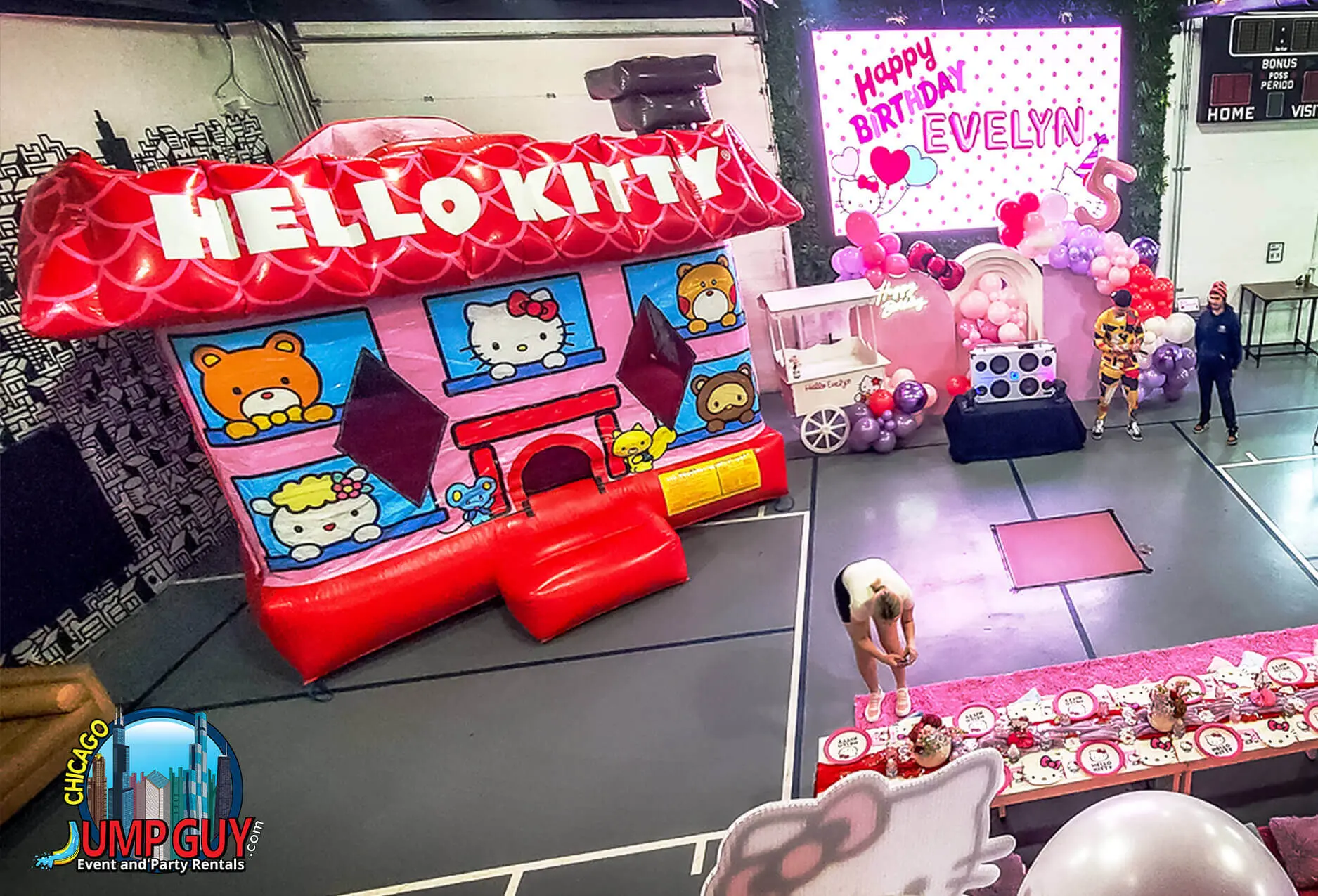 Happy Birthday Evelyn Hello Kitty Bounce House rental for Northbrook IL events in ZIP code 60062