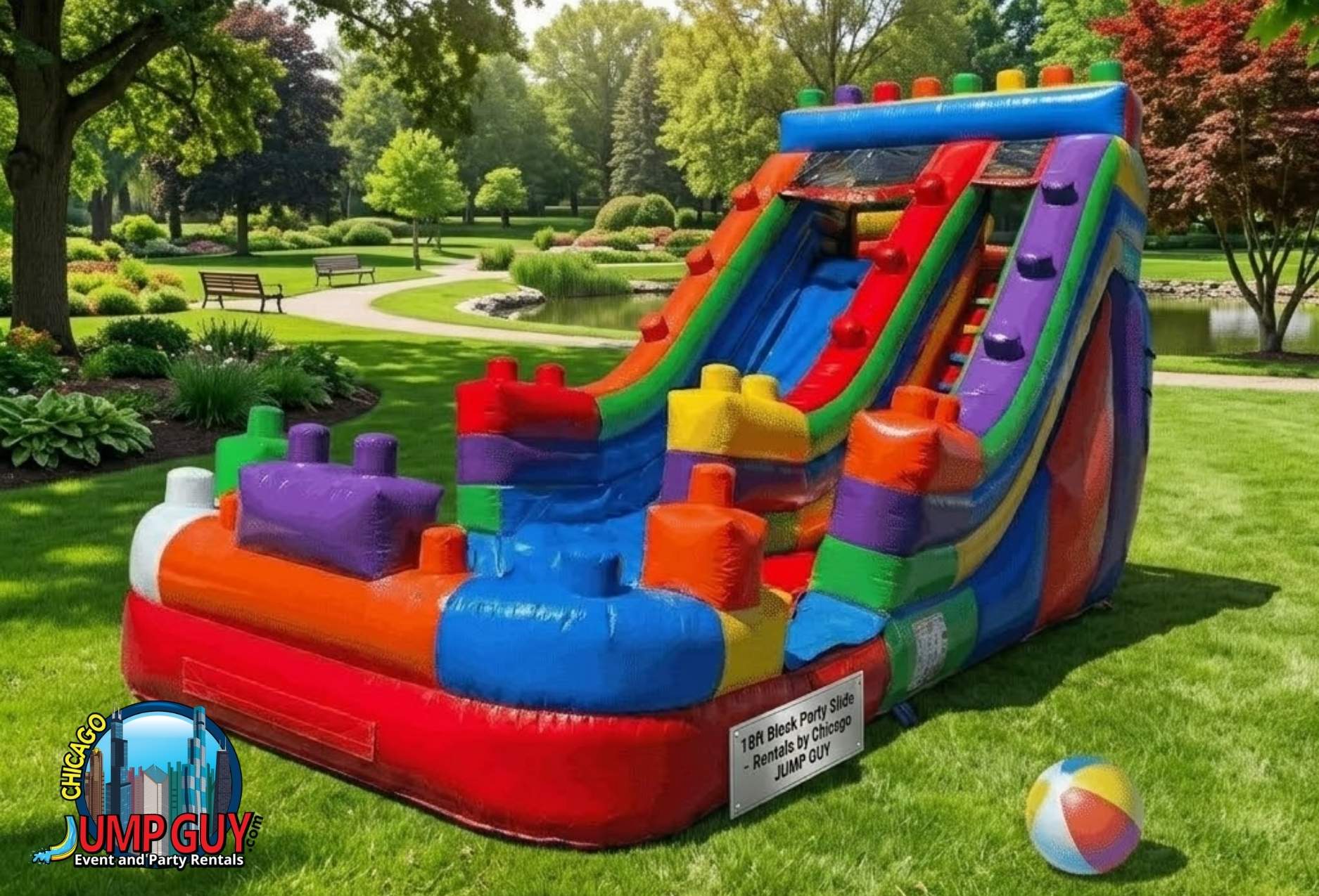 single lane water slide backyard rental for Northbrook IL events in ZIP code 60062